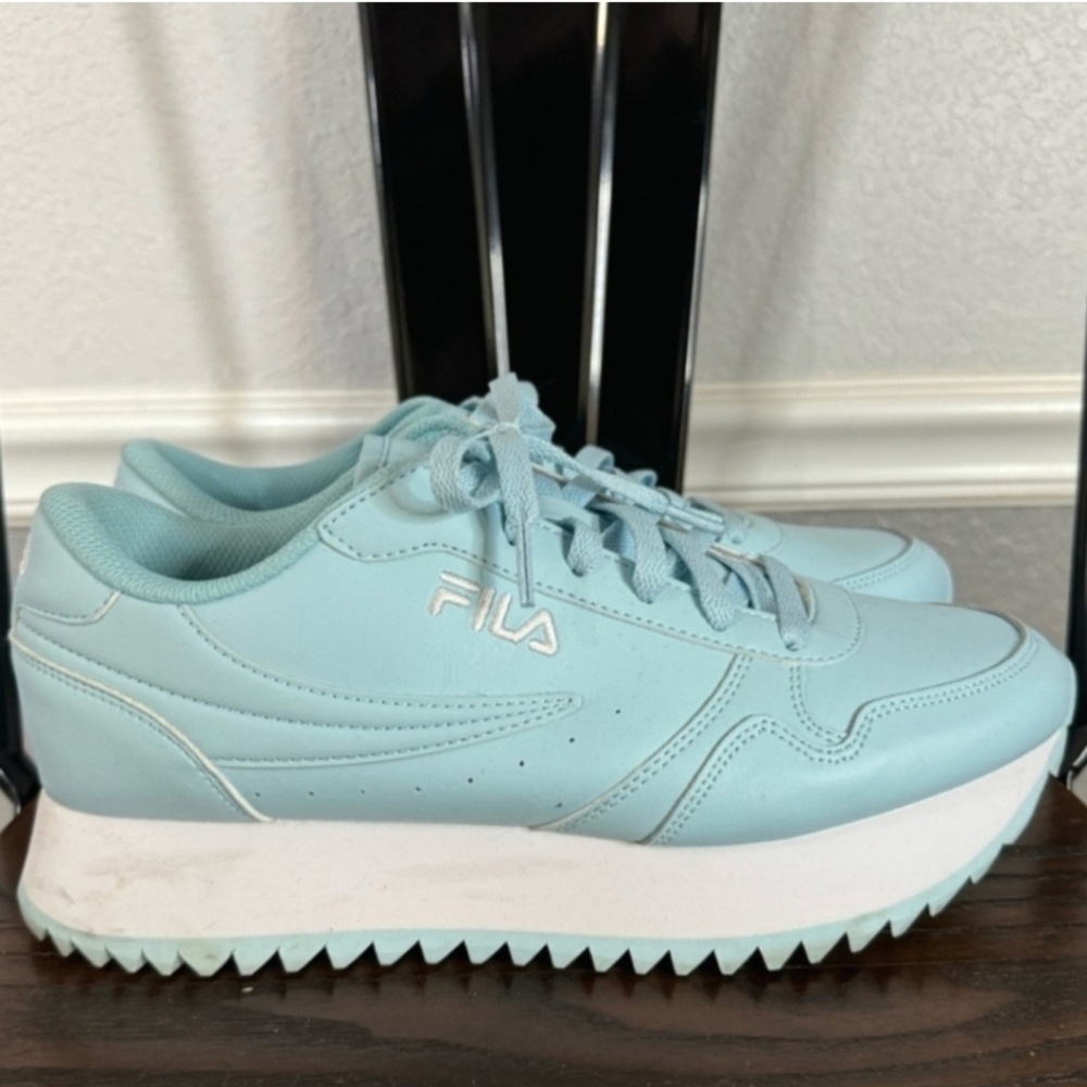 Women's FILA Platform Super Cute Sky Blue Stylish Tennis Shoes